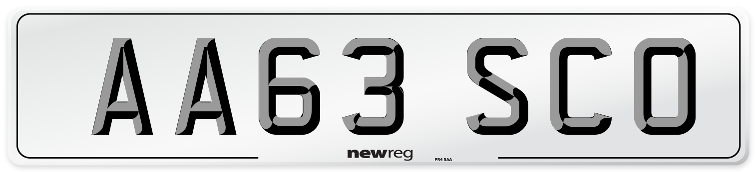 AA63 SCO Number Plate from New Reg